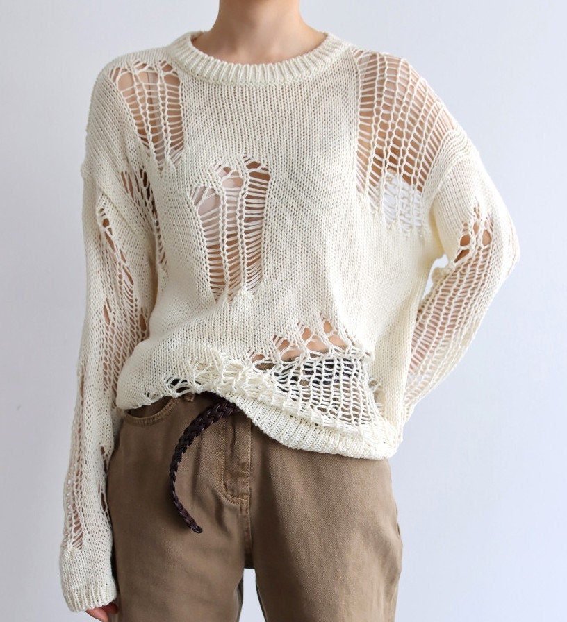 Distressed Sweater - Etsy UK