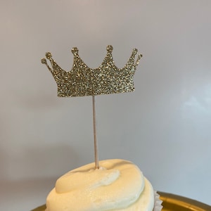 Crown Cupcake Toppers: Glitter First Birthday Party Decorations