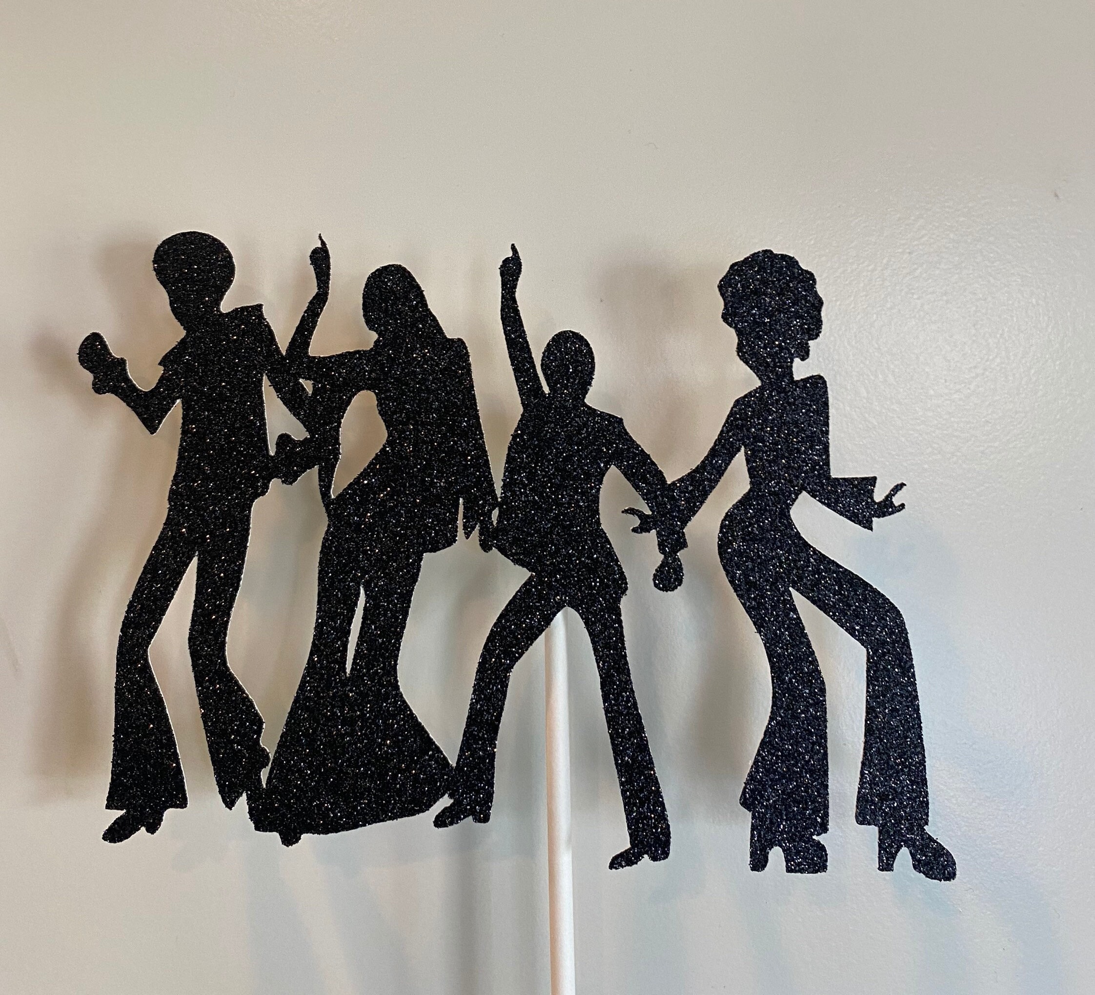 Silhouette Of Disco Couple Dancing In The 70s Sticker