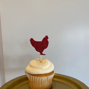 Chicken Cupcake Toppers, Rooster Food Picks, Farm Party Decor, Farm Cupcake Toppers, Barnyard Birthday Party Decorations, Hen Food Picks