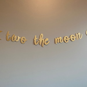Two the Moon Banner: Glitter 2nd Birthday Party Decor