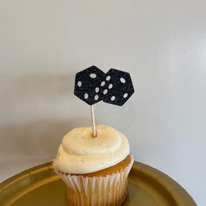 Dice Cupcake Toppers: Casino, Board Game Party Decorations
