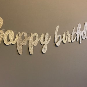 Glitter Happy Birthday Banner: Custom Cardstock Party Sign