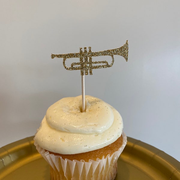 Trumpet Cupcake Toppers, Music Party Decorations, School Band Party Decor, Parade Themed Party Decor, Musical Instrument Food Picks