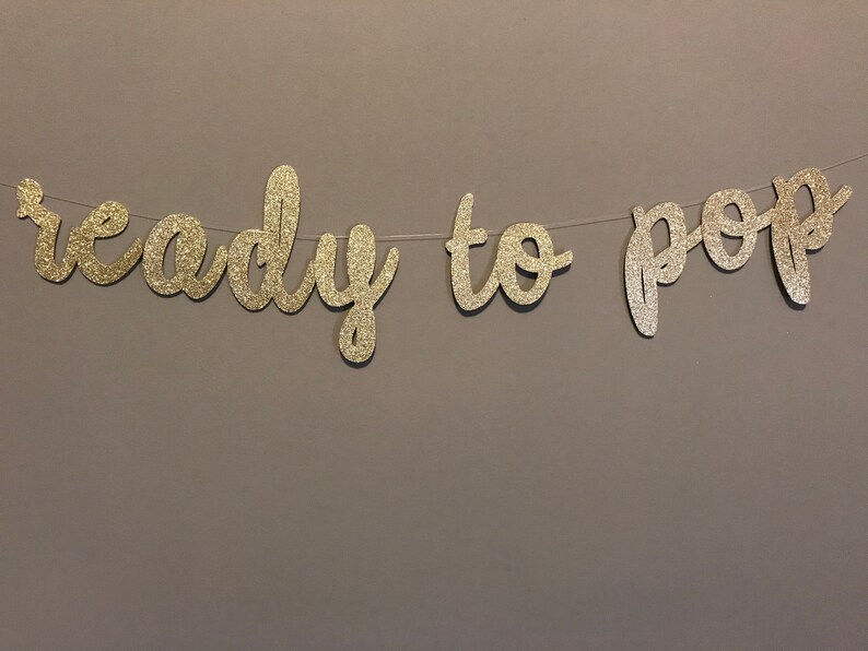 Ready To Pop Banner Baby Shower Banner New Baby Banner Pregnancy Photo Prop Gold Baby Shower Pink Gold Girl Baby Shower