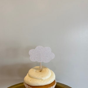 Cloud Cupcake Toppers: Glitter Cardstock Party Decorations
