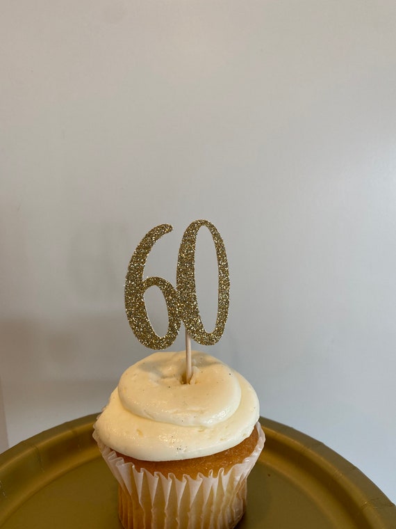 1 confezione di topper per torta 60° compleanno in glter nero