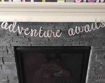 Glitter Adventure Awaits Banner: Graduation, Retirement, Bridal Shower, Class of 2026 Banner, Graduation Banner, Grad Party Decor, Graduatio