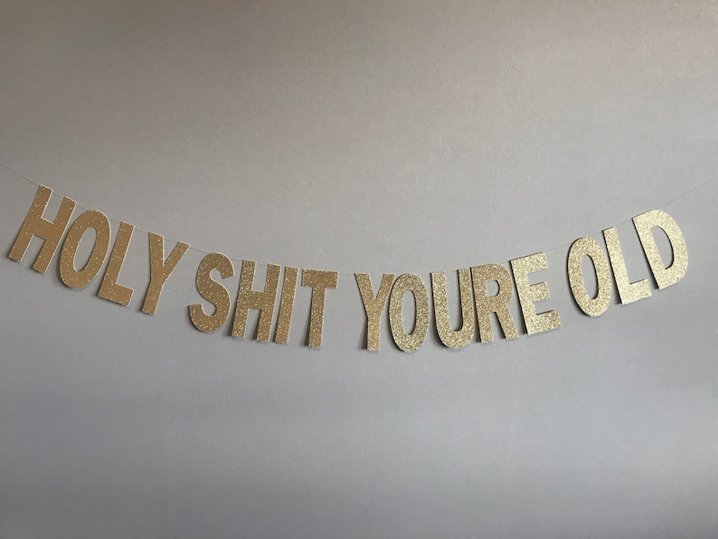 Bunting Decorations Birthday Banner Holy Shit Banner Holy Shit Youre Old Banner 30th 40th 50th 60th 70th 80th Funny Birthday Banner