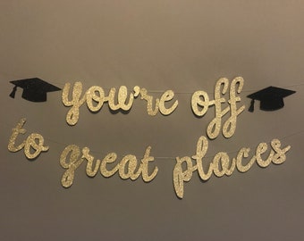 Glitter Graduation Banner, You're Off to Places, Class of 2026, Graduation Banner, Grad Party Banner, Graduation Decor, Class of 2026 Banner