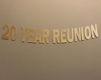 20 Year Reunion Banner: Glitter Party Decorations