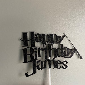 Wizard Themed Happy Birthday Cake Topper, Wizard Birthday Decor, Wizard Theme Party Decor, Personalized Cake Topper, Happy Birthday