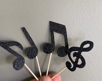 Music cupcake toppers, Musical cupcake toppers, music notes cupcake toppers, music toppers, music note toppers, Musical Note Cupcakes