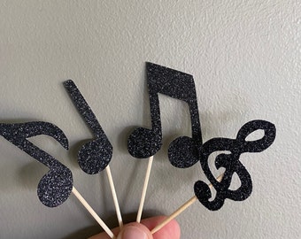 Muziek cupcake toppers, muzikale cupcake toppers, muzieknoten cupcake toppers, muziek toppers, muzieknoot toppers, muzieknoot cupcakes