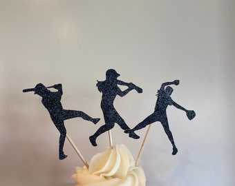 Softball Cupcake Toppers, Softball Cupcake Tops, Softball Cupcakes, Softball Party, Sports Party Cupcakes, Softball girl