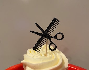 Peluquería Cupcake Toppers, Fiesta de Cumpleaños de Peluquería, Graduación de Peluquería, Fiesta de Jubilación del Cabello, Tijeras para el Cabello, 2024, Clase de 2024