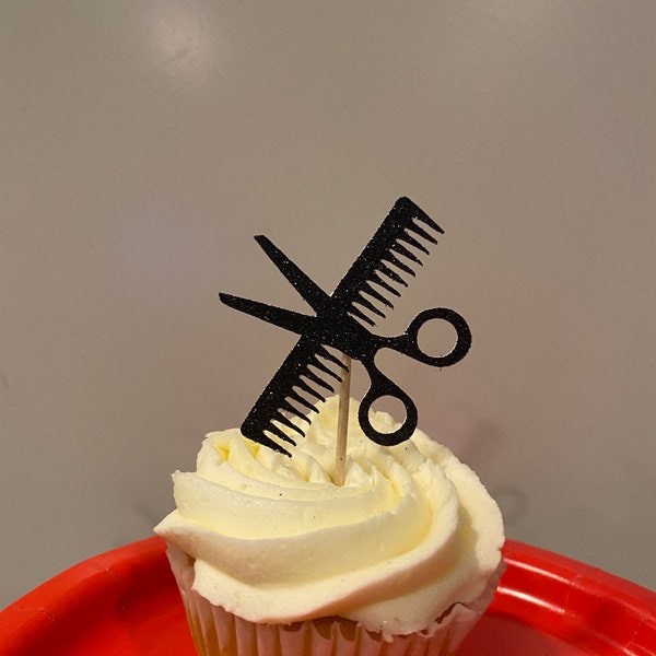 Peluquería Cupcake Toppers, Fiesta de Cumpleaños de Peluquería, Graduación de Peluquería, Fiesta de Jubilación del Cabello, Tijeras para el Cabello, 2024, Clase de 2024