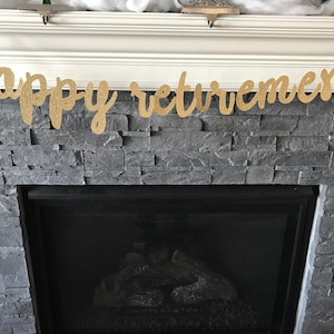 Glitter Happy Retirement Banner: Retirement Party Decorations