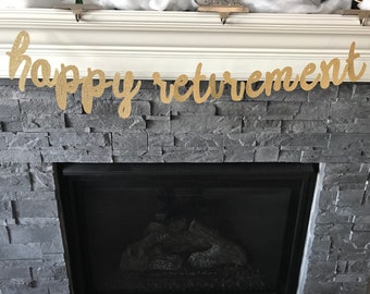 Glitter Happy Retirement Banner: Retirement Party Decorations