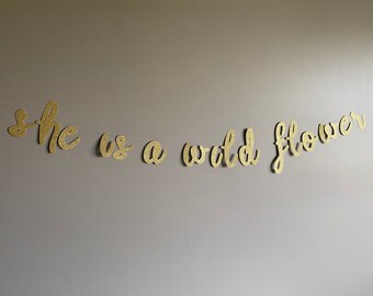 Wildflower Baby Shower Banner: Glitter Card Stock, Spring Theme