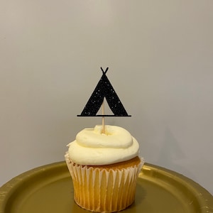 Camping Tent Cupcake Toppers: Boho Party Decor
