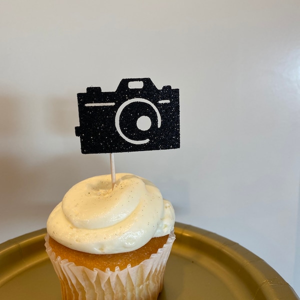 Camera Cupcake Toppers, Camera Cupcake, Custom Cupcake, Photography Party Decorations, Camera Food Picks, Photographer Birthday