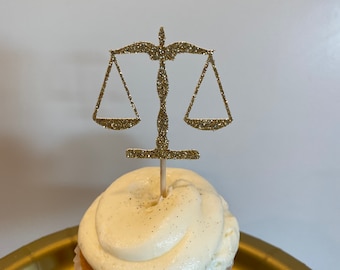 Scales of Justice Cupcake Toppers: Law School Graduation Party