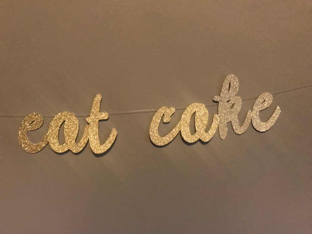 Let Them Eat Cake Banner - Black Glitter Party Bunting For Wedding, Birthday & Fiesta Decor