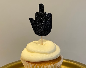 Funny Middle Finger Cupcake Toppers: Retirement/Divorce Party Decor