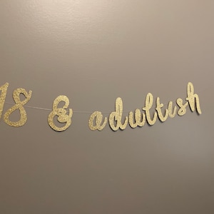 18 and Adultish, 18th Birthday Decorations, 18th Birthday Banner, Happy 18th Birthday, Eighteenth Birthday Party, Eighteen