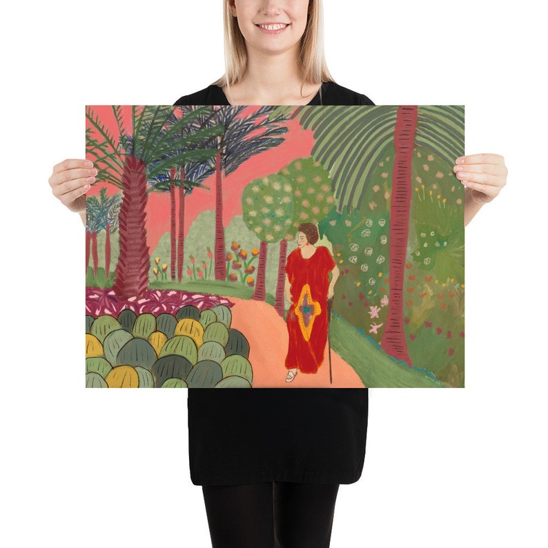 Woman Illustration Cartagena Colombia Flowers lover Hanging Wall Madam in a flowers journey