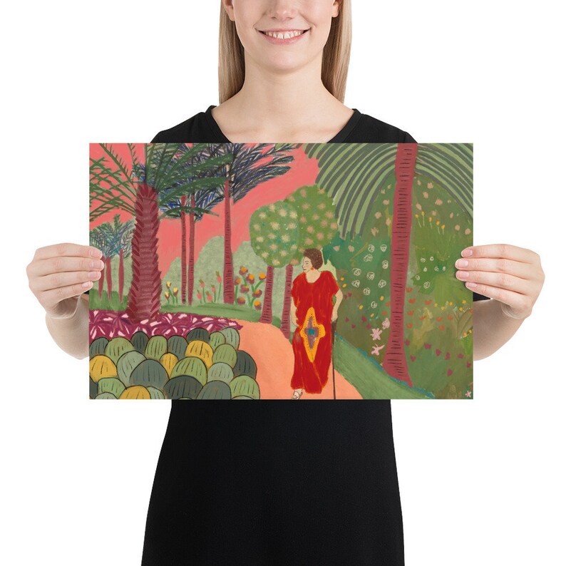 Woman Illustration Cartagena Colombia Flowers lover Hanging Wall Madam in a flowers journey