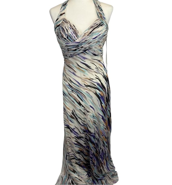 Nina Austin 100% Silk Dress Gown Deadstock Beaded Halter Maxi Prom Wedding  XL - Etsy