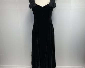 Vintage 80s Positively Ellyn Corset Black Velvet Goth Prom Cocktail Dress union