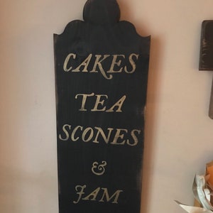 Tea room offerings sign