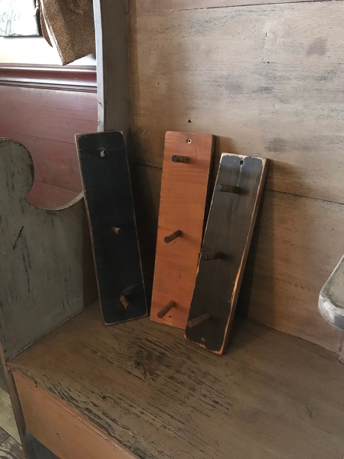 Primitive 3 Peg Slim Peg Rack Etsy