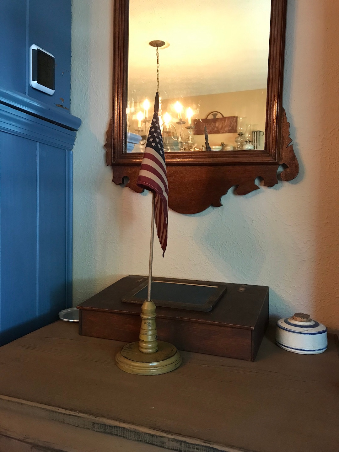 Primitive Colonial Style Desk Top Flag Holder Etsy