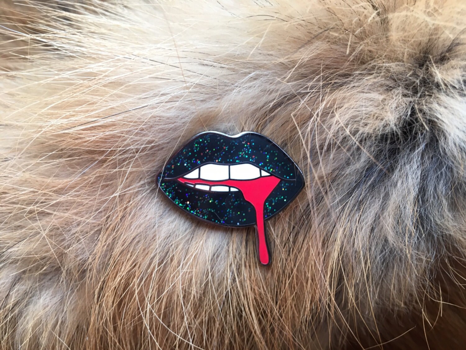 Enamel Pin - Black Glitter Lips Enamel Pin - Black Lips Enamel Pin - …