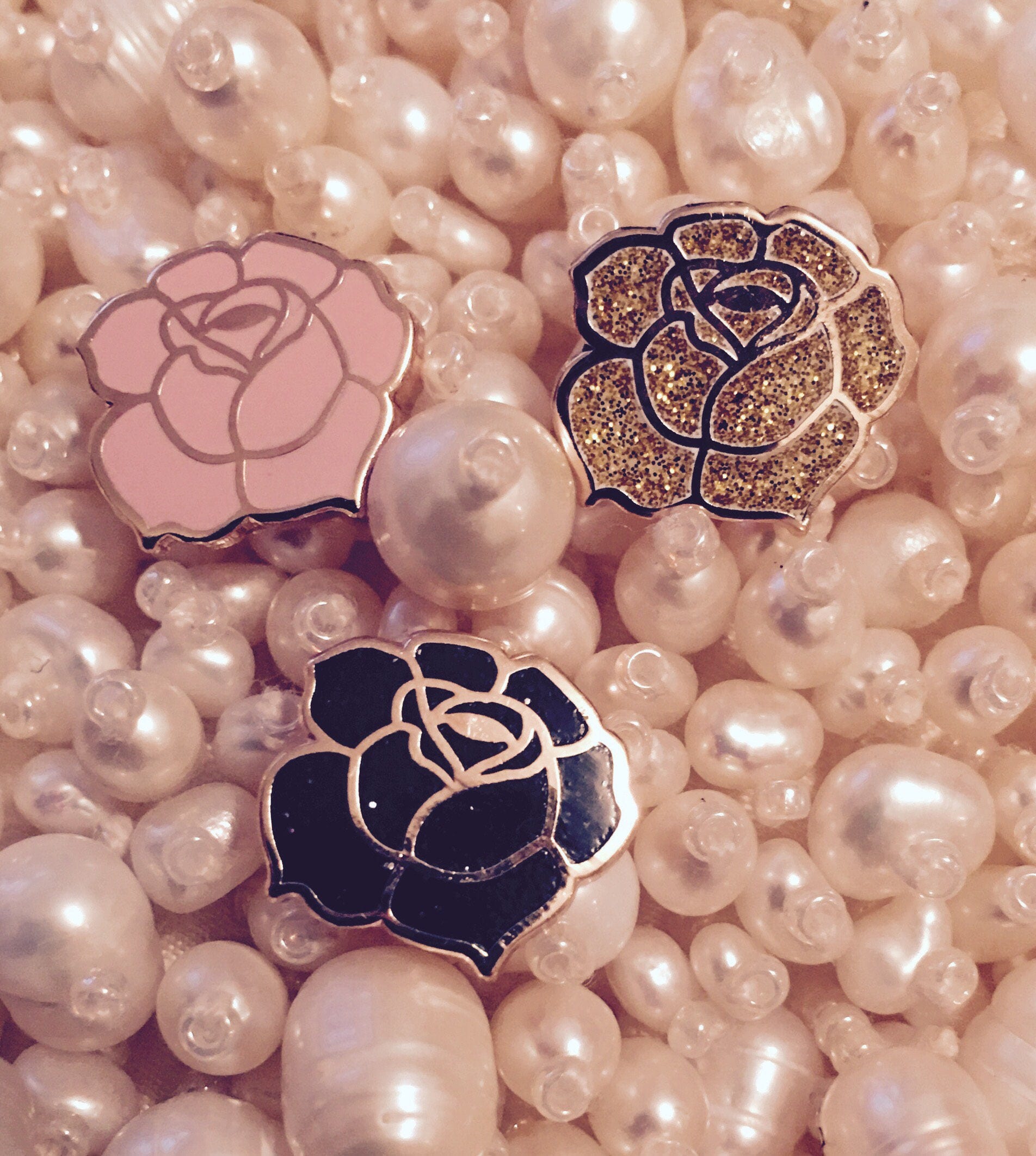 Enamel Pin Mini Rose Enamel Pin Silver Pin Rose Gold Pin | Etsy