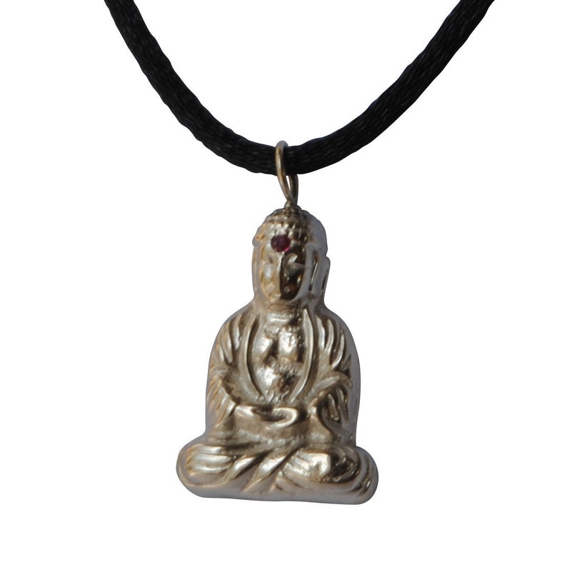 Sterling Silver Buddha Pendant with personalized birthstone Etsy