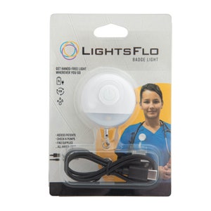 Lightsflo sjuksköterskelampa, bärbar, uppladdningsbar lampa för badgesrulle, höga/låga ljusinställningar, nattlampa, lång batteritid