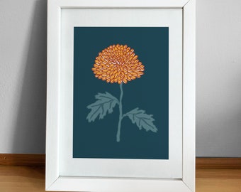 Orange Dahlia Botanical Print