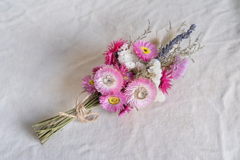 Pink and purple dried flower arrangement image 3