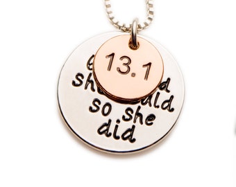 She believed she could so she did necklace 13.1, 13.1 necklace, Achievement Necklace, Running Necklace, Motivational Necklace, positive,
