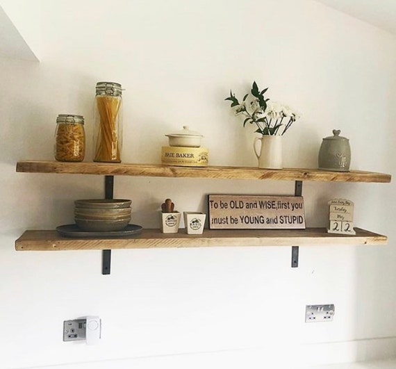 Rustic scaffold board shelves Made to measure Worn natural Etsy