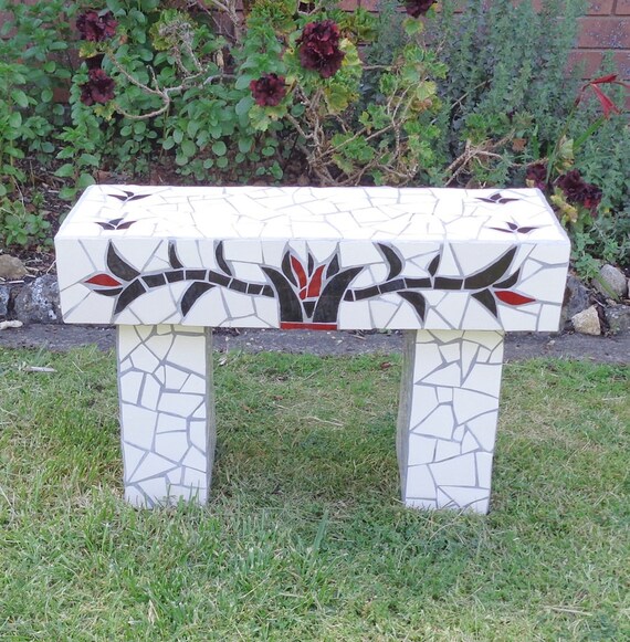 Mosaic Garden Seat Bench Patio Etsy