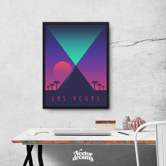 Las Vegas Pyramid Casino Art Deco 80s Minimal Tourism Poster Etsy