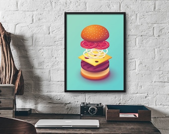 Isometric Burger Poster Art Print