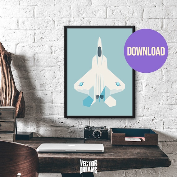 F 22 Raptor Fighter Jet Aircraft Poster Wall Art Print Download