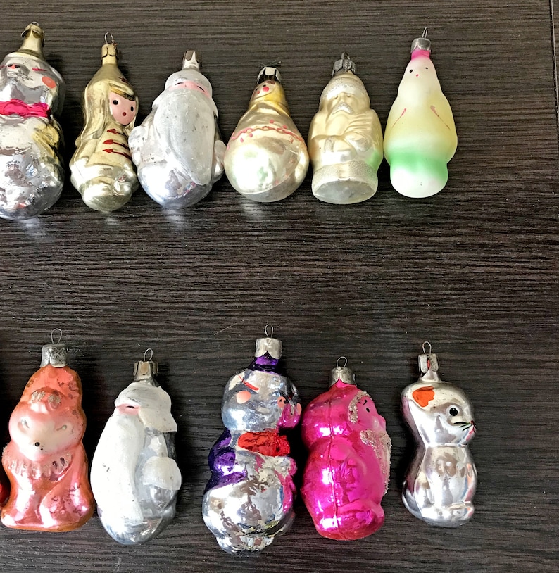 Vintage glass Christmas tree Ornament characters USSR Christmas tree decoration Ukraine Christmas toy soviet zdjęcie 3